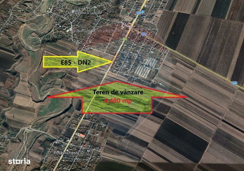 Teren de vanzare la E85-DN2 Buzau Posta Calnau