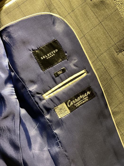 Мъжко сако Selected Homme, размер 46 / 48/ M / L, сиво каре, като ново