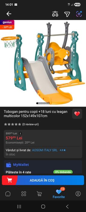 Leagan pentru copii cu topogan
