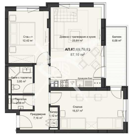 Тристаен апартамент Кючук Париж 109 - 6060