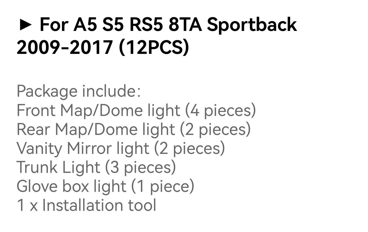 Bec led interior Audi A5 S5 RS5 8TA 2008-2016