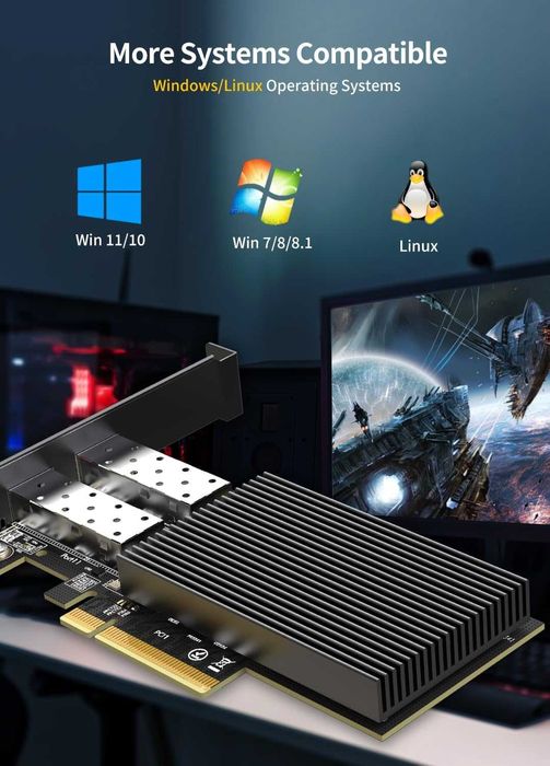 Placă rețea PCIe SFP LAN dual 10G,Intel (X520-2S),adaptor Ethernet