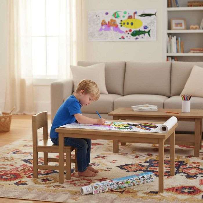 Rola hartie de colorat pentru copii XXL autoadeziva Sea Life 300x38 cm