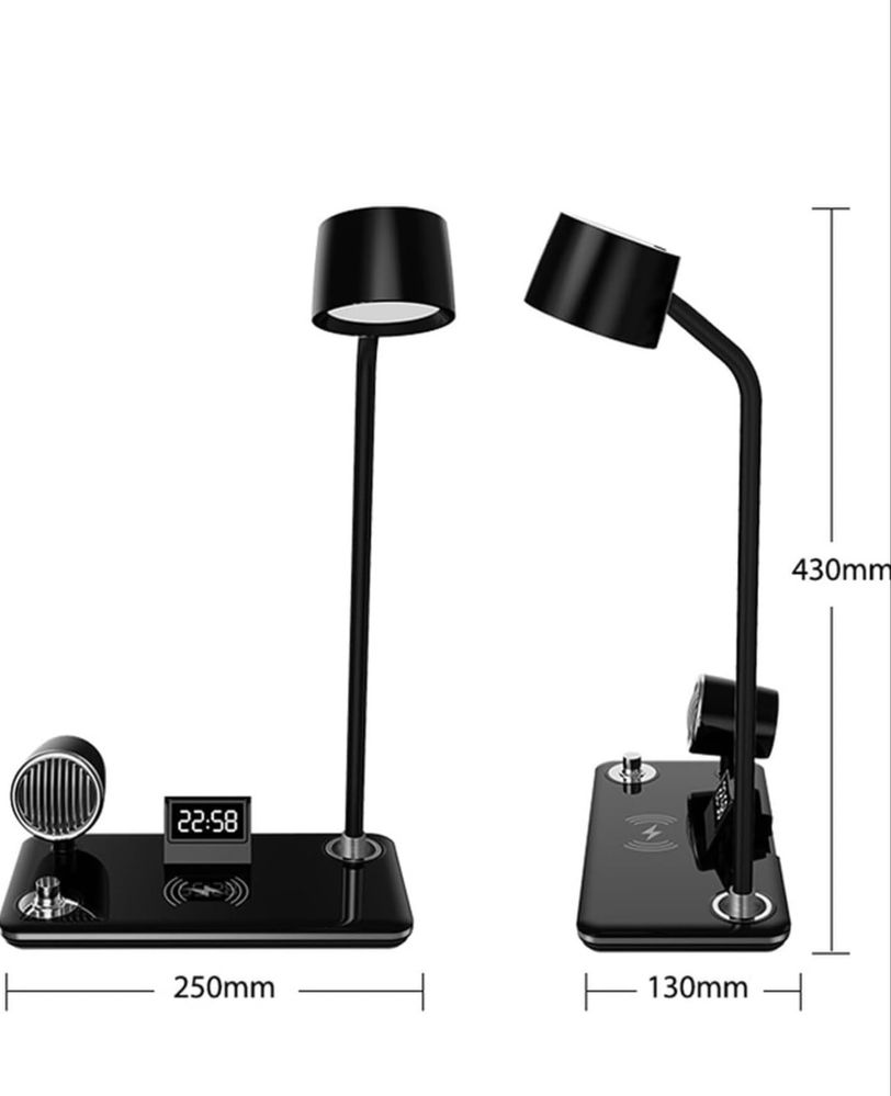 LED настолна лампа 15 W Безжично зарядно устройство с Bluetooth