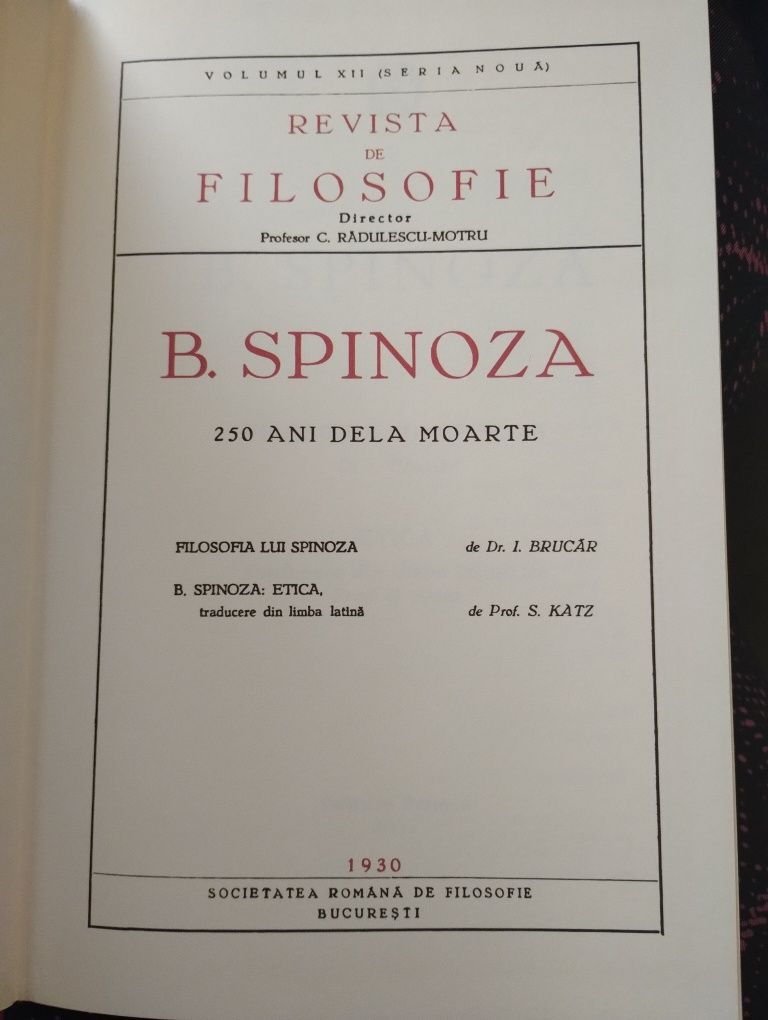 Carte nouă, Ediție de colecție " B Spinoza