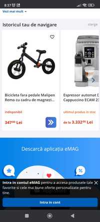 Bicicleta fara pedale cu cadru de magneziu