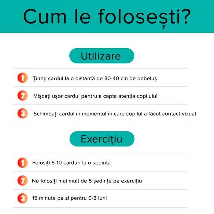 80 carduri pentru stimulare vizuala si cognitiva bebelusi, 0-36 luni