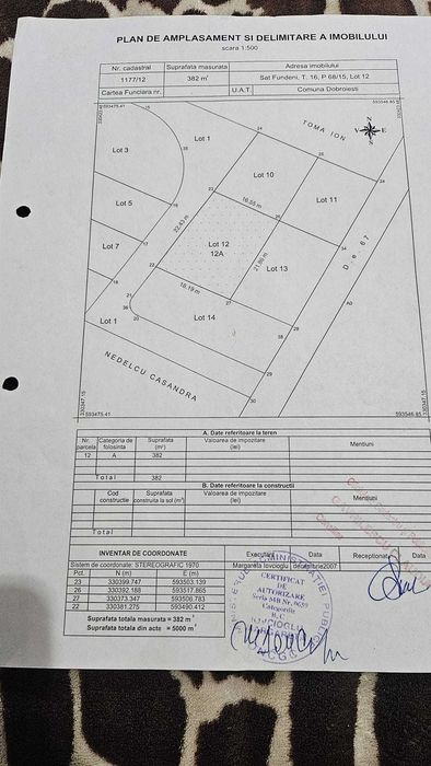 Teren de vanzare Dobroesti 382 mp,EXCLUS AGENTII