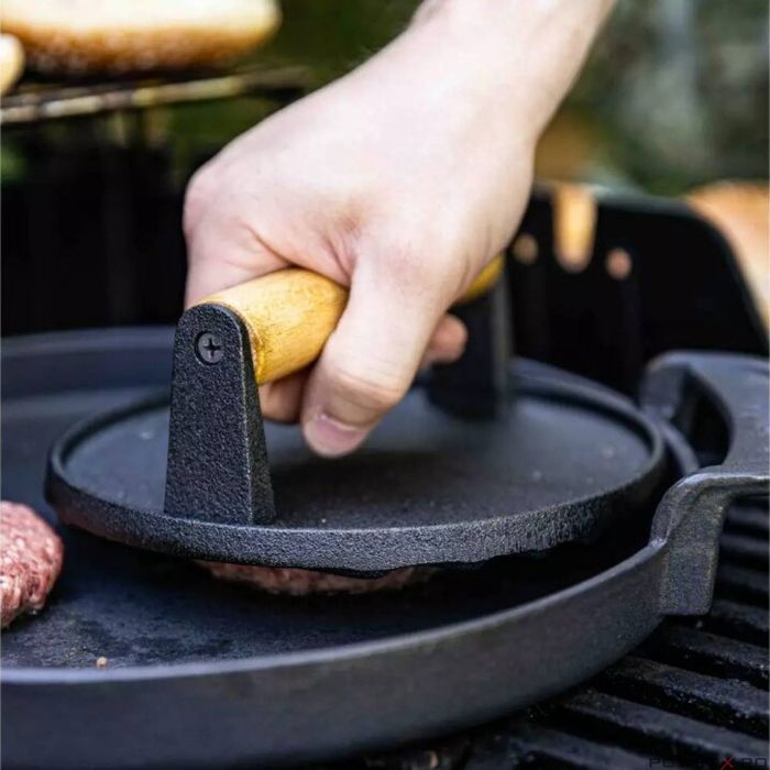 Presa de carne pentru hamburgeri, din fonta, 17.8 cm, Kinghoff