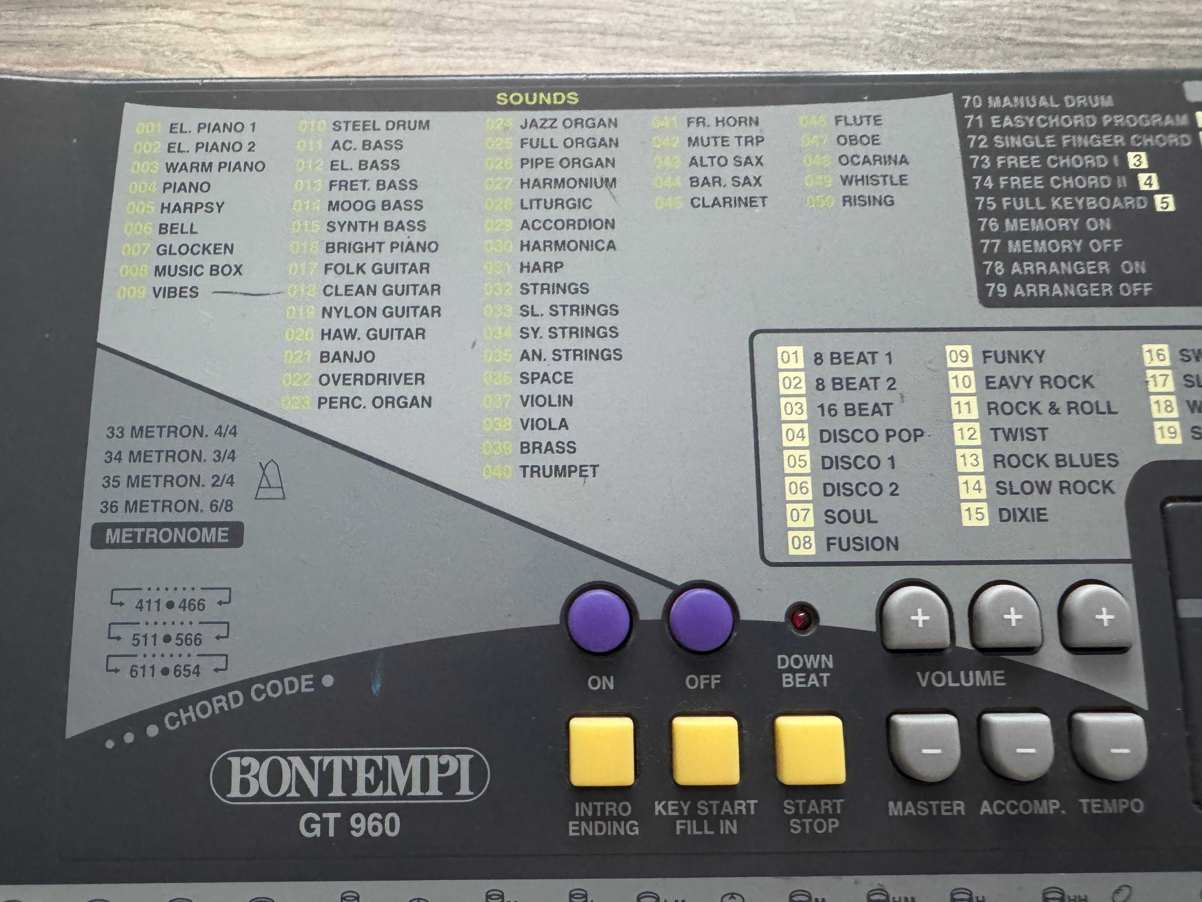 Синтезатор,пиано BONTEMPI GT - 960