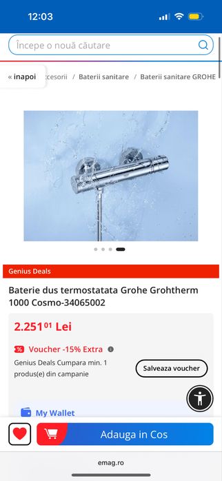 Vand baterie de dus Grohe