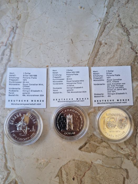 Сет сребърни монети 1 долар Канада
