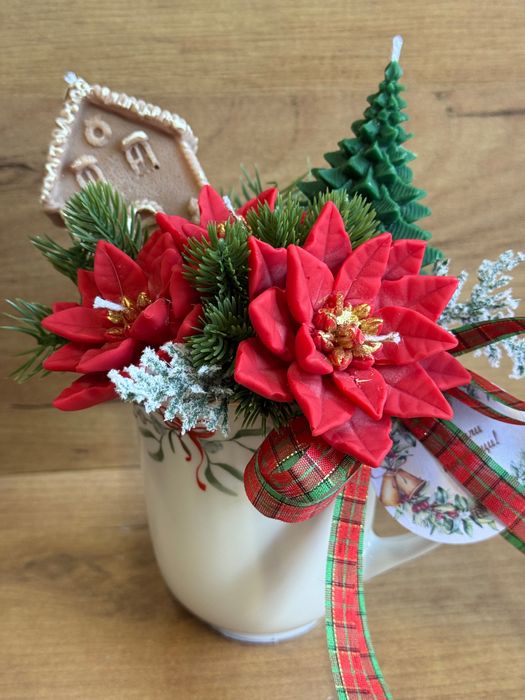 Коледна аранжировка са ароматни соеви свещи