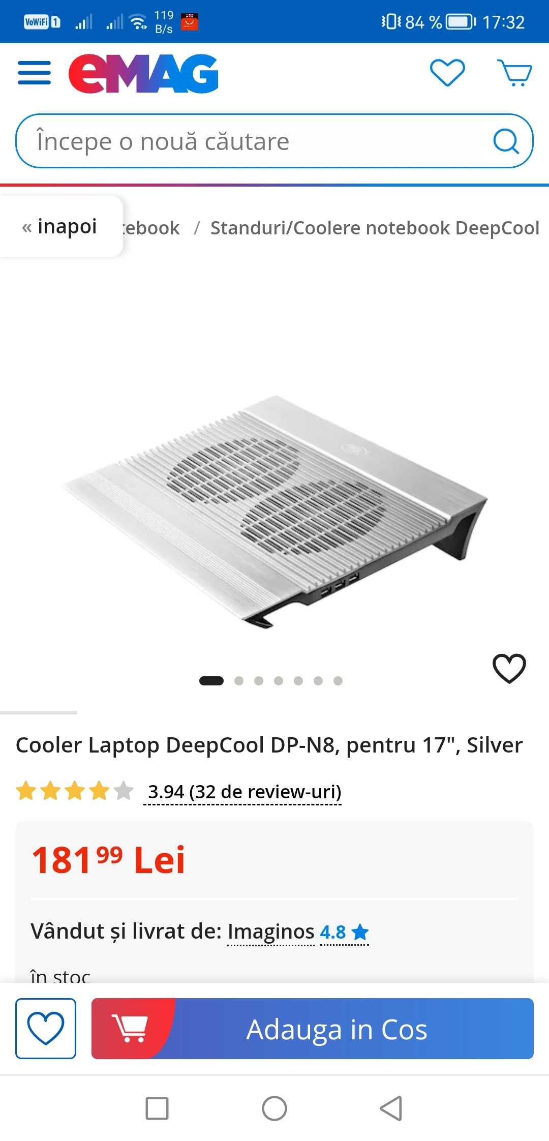 Cooler laptop Deep Cool 100% aluminiu deep silent top performance NOU