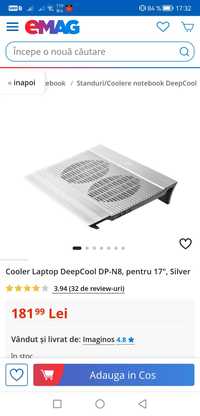 Cooler laptop Deep Cool 100% aluminiu deep silent top performance NOU