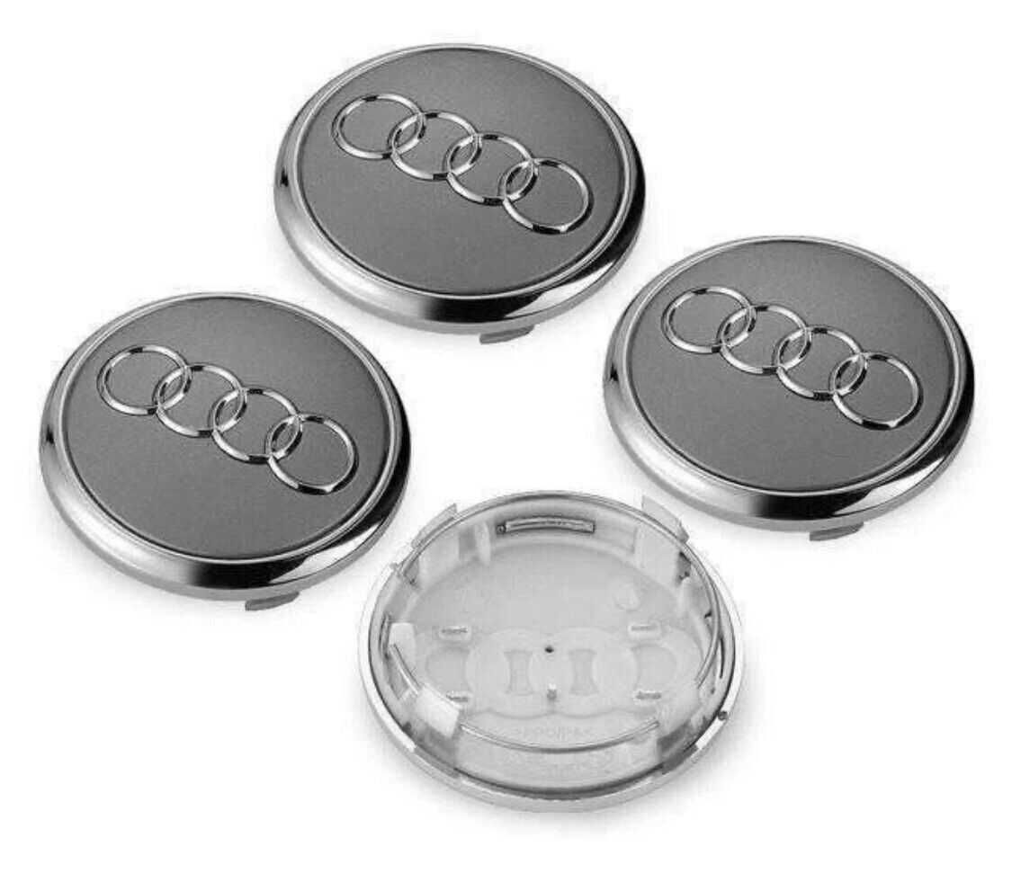 Set 4 Embleme Capace Jante Roti Audi 61mm Negru/Gri/Crom cod 4M0601170