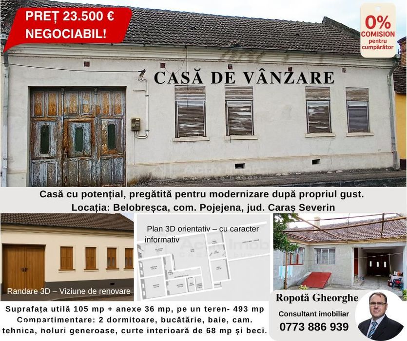 Casa 2 Camere Belobresca (493 Mp)