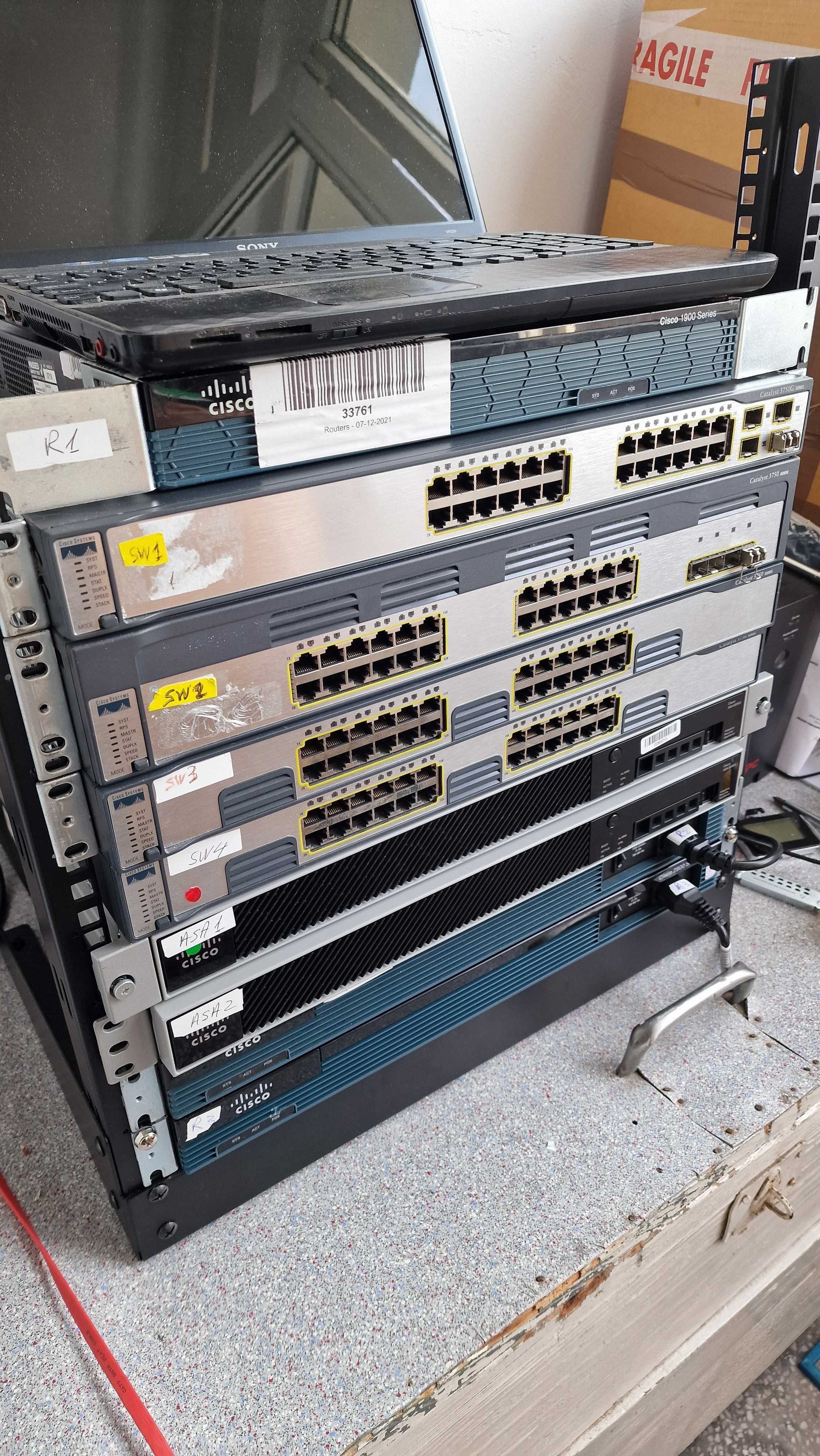 Cisco rack CCNA, CCNP, 4 switch, 3 routers, 2 ASA Firewall