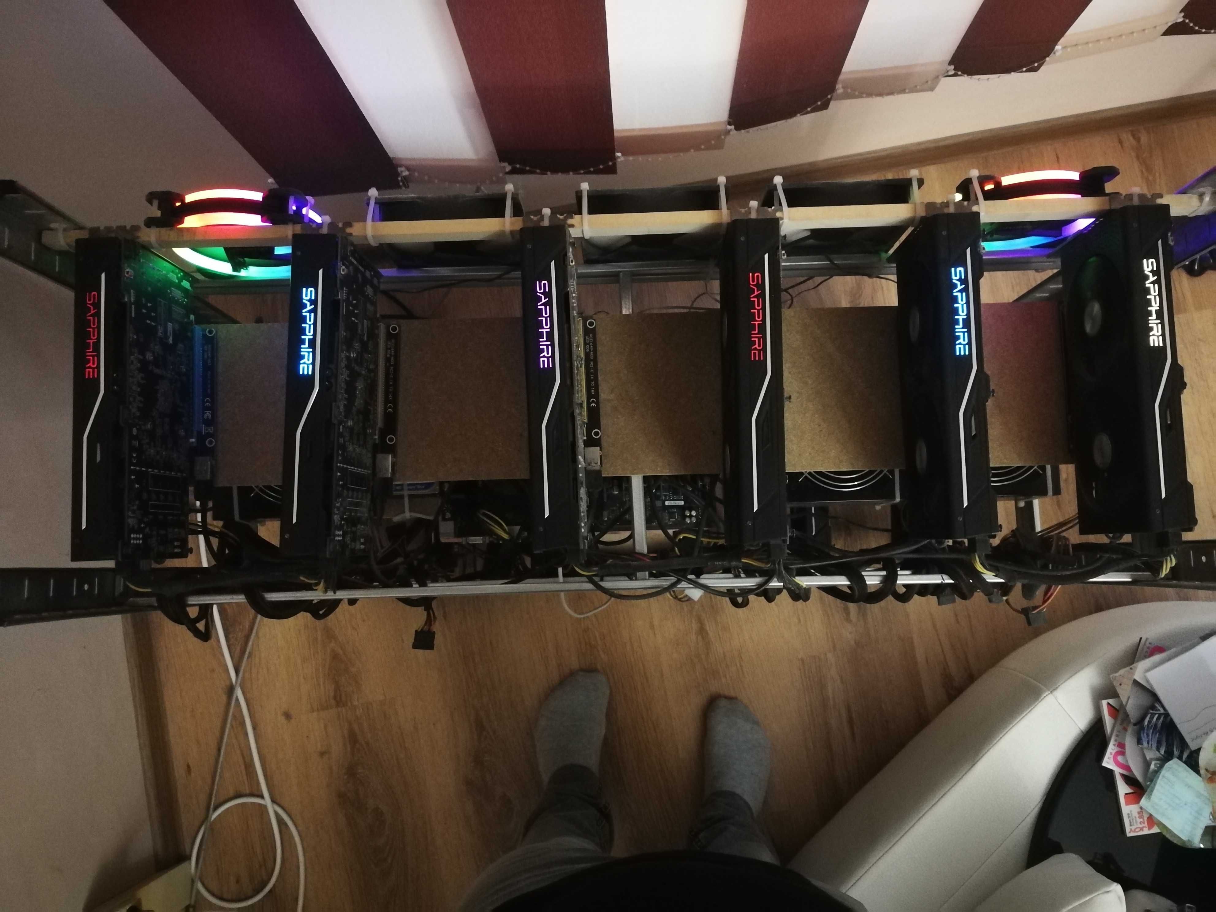 3броя Mining Rig 558 Mh/s Sapphire Nitro rx480 8 GB цели или на части