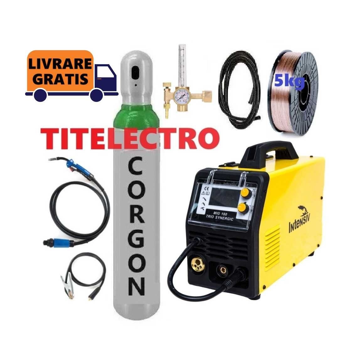 MIG 160 Trio Synergic Aparat sudura + butelie 8L plina + ceas + sarma