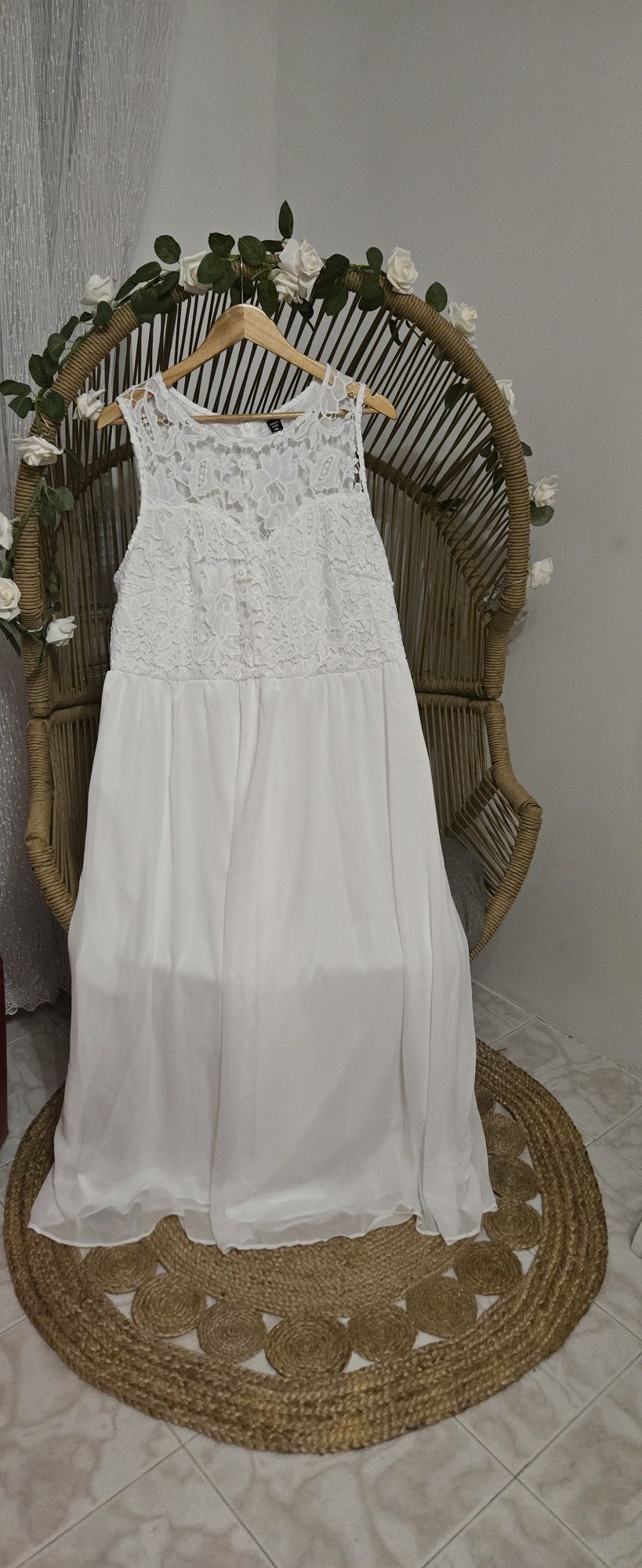 Лятна бяла рокля с дантела 2хл 2xl 48 EU