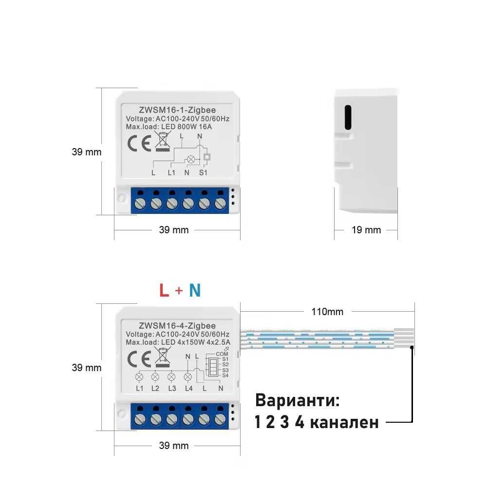 AVATTO ZWSM16 Zigbee модул за контрол на осветление | 1-2-3канала TUYA