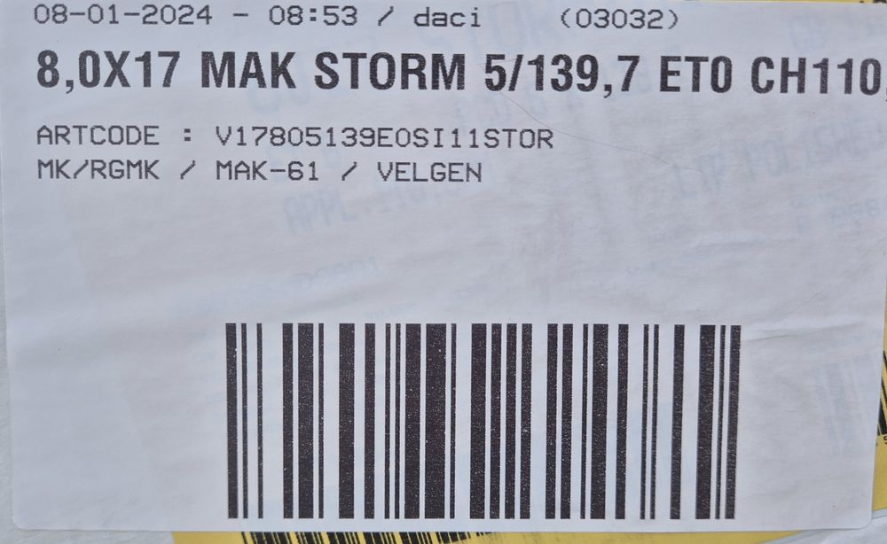 Jante MAK 8JX17, 5/139.7 ET0 (Suzuki, Nissan , Mitsubishi,Jeep,Toyota)