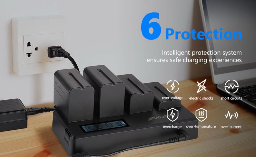 4 Броя батерии. Np-f. Батерии Сони. Камера. Видео монитор. Зарядно.