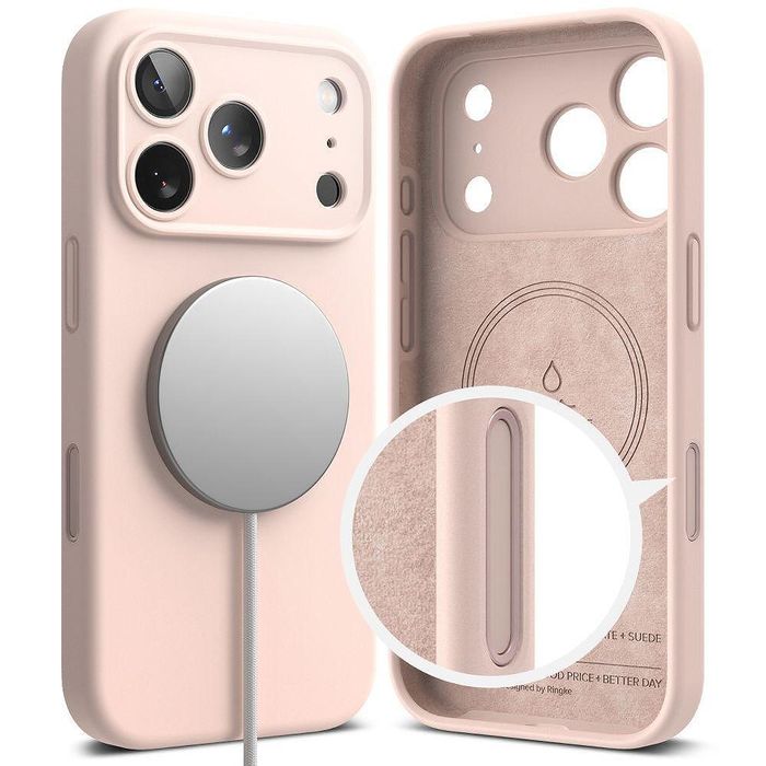 Калъф ringke silicone magnetic magsafe за iphone 17 pro max в цвят pin