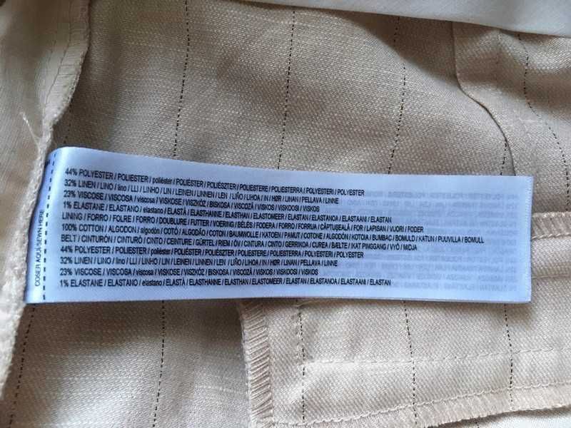 Mango - Pantaloni din amestec de in cu pense