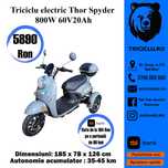 Triciclu electric Thor Spyder 800W tuk-tuk nou Agramix