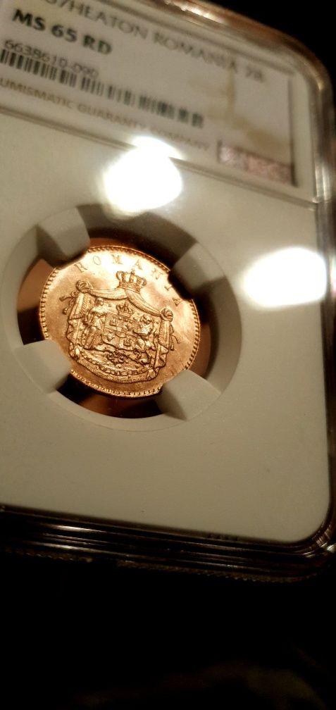 Moneda 2 bani 1867 MS65RD Heaton gradata NGC