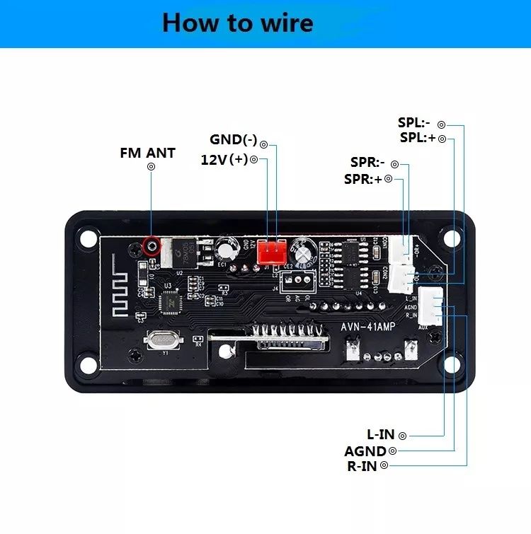 МП 3 плеър 2*20W, DC 9V-15V/4A, BT 5.0, папки/Sd/Fm/Aux