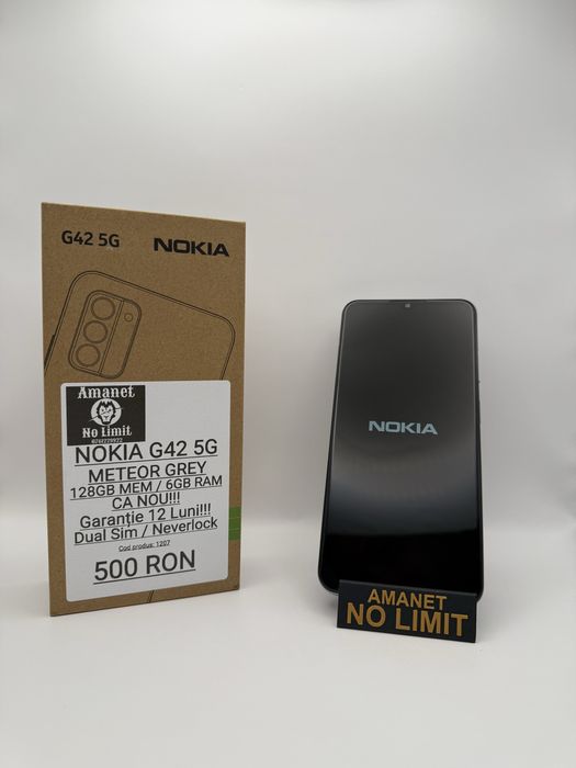 Nokia G42 5G Gray 128GB / 6GB RAM CA Nou Garantie 1An, AMANET NO LIMIT