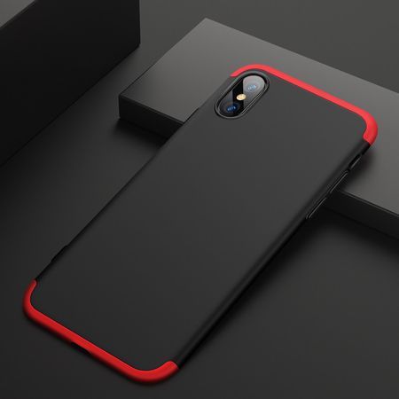 Husa iPhone X GKK 360 Full Protection, Neagra / Rosie