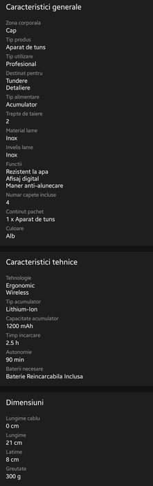 Aparat tuns fara fir, par, barba, nas, inghinal si corp sigilata