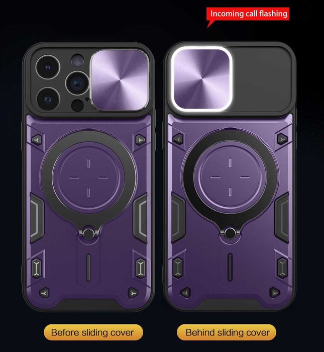 Husa ARMOR Magsafe cu inel + protectie glisanta iPhone 15 Plus, 15 Pro