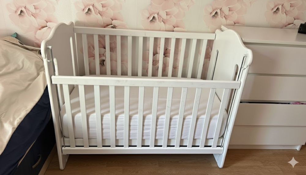 Детска дървена кошара с матрак 120/60