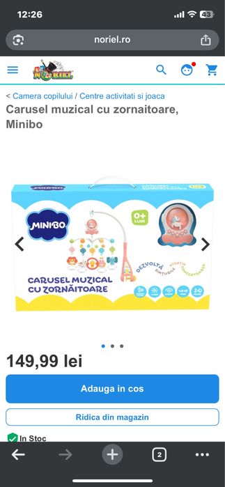 Carusel muzical cu zornăiroare-Minibo