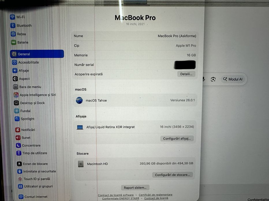 Macbook Pro 16 M1 Pro Space Grey 16GB Ram 512GB SSD Display Spart