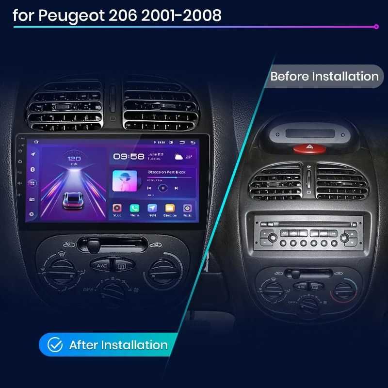 Navigatie Android Dedicata, 9 Inch, Peugeot 206 (2001-2008), Carplay