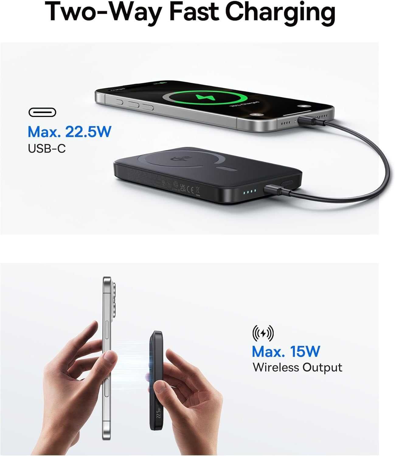 Baseus Magsafe Power bank, 10 000 mAh 22,5 W магнитна външна батерия
