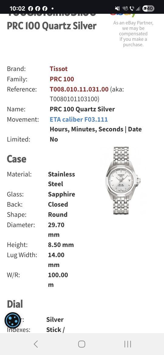 Ceas tissot prc 100