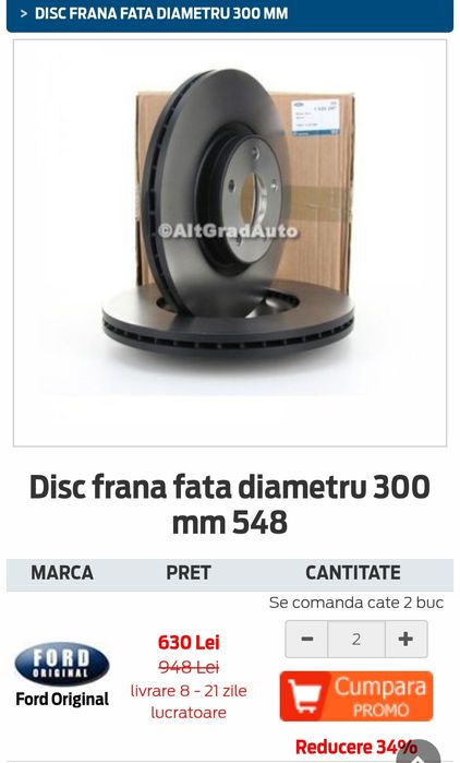 Vând discuri de frână OEM Ford Focus 3