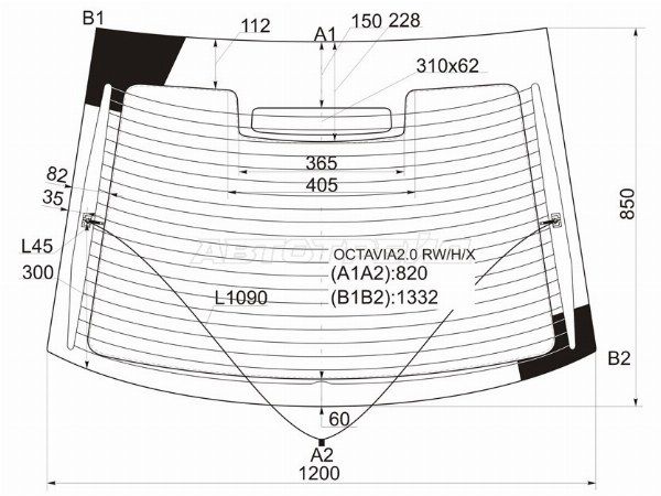 Стекло заднее с обогревом SKODA OCTAVIA TOUR 4/5D LBK/HBK 96-11 Skoda