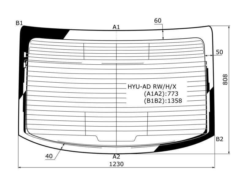 Стекло заднее с обогревом  Hyundai Elantra