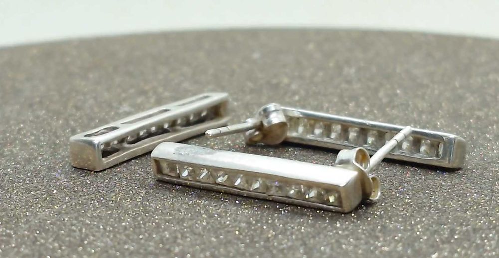 Set argint 925 – cercei baretă & pandantiv, cu zirconii albe