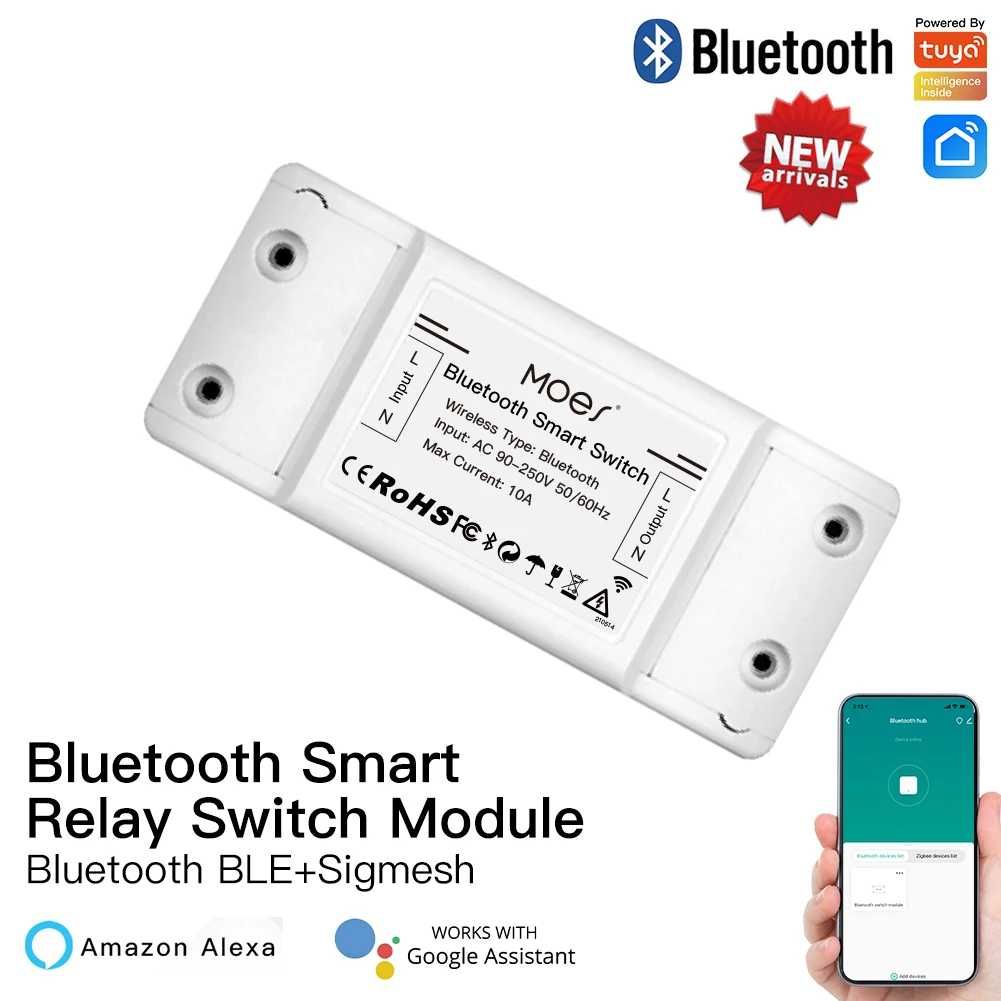Миниатюрен Bluetooth прекъсвач MOES. 220V,10A. Българско упътване