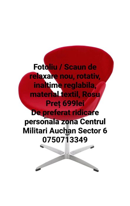 Fotoliu / Scaun de relaxare nou, rotativ, inaltime reglabila