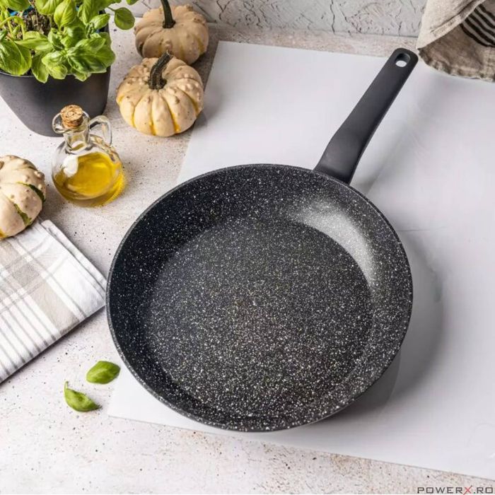 Tigaie din aluminiu turnat, marmorata, neagra, 28cm, Klausberg